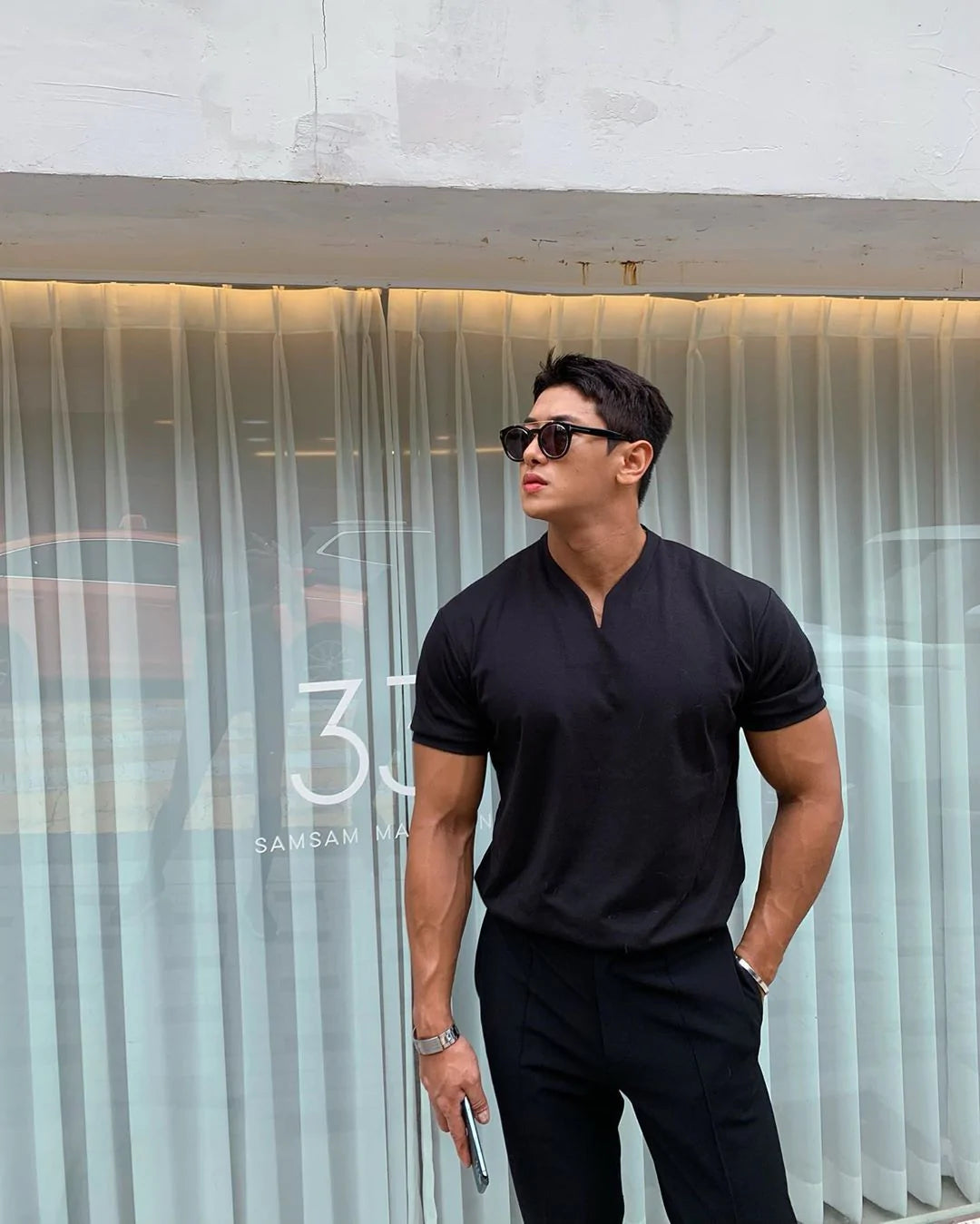 Society Cotton V-neck Short Sleeve - Ahaselected
