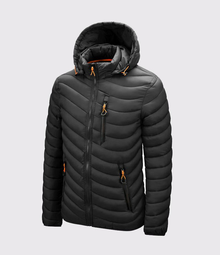 Chaqueta aislante para hombre con capucha desmontable negra