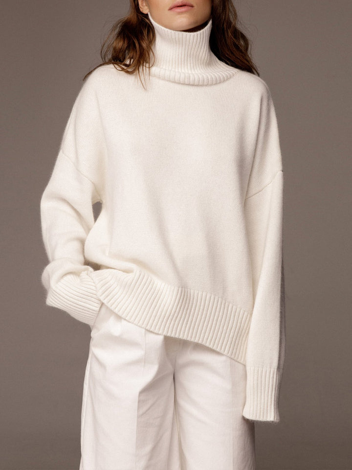 Turtle-Neck Solid Loose Sweater