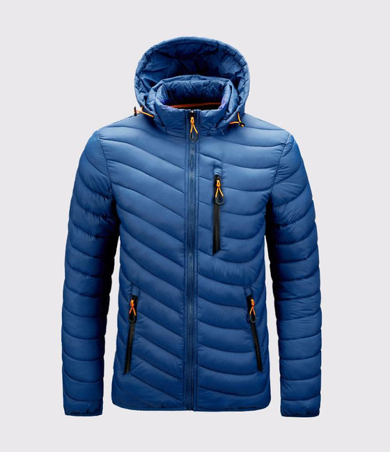 Men's Insulated Jacket Removable Hood - AhaAha