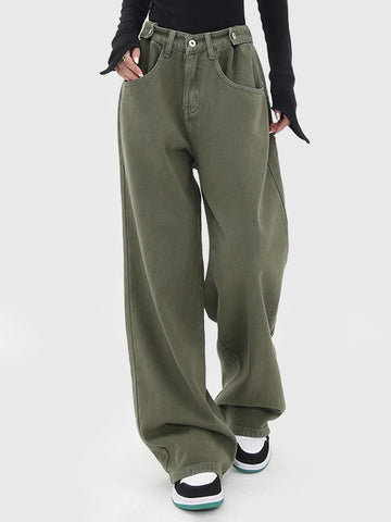 Ultra-Wide-Leg Adjustable Waist Baggy Jeans