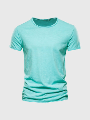 Camiseta flameada de algodón con cuello redondo 