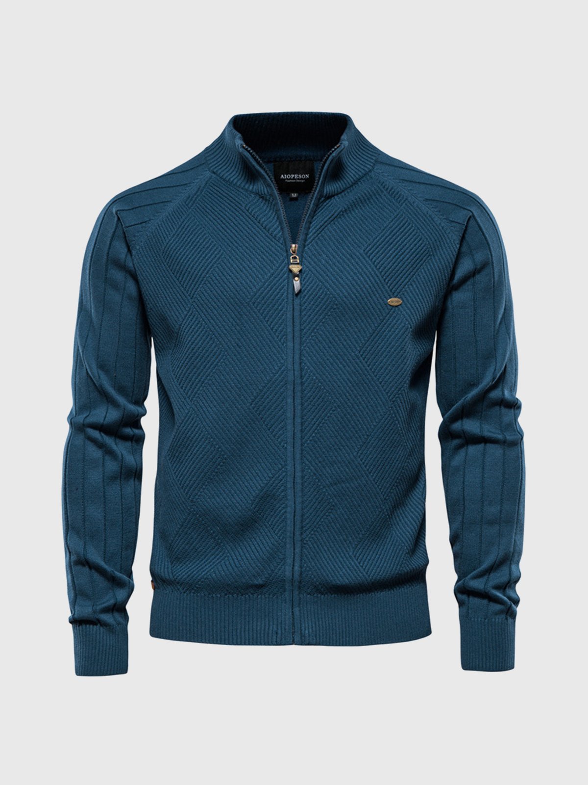 M's Jacquard Full-zip Sweater Cardigan - Ahaselected
