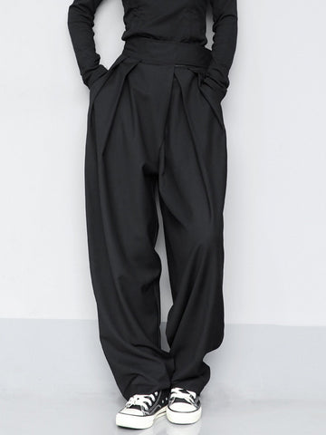 Hook-and-Loop Fastener Wide Leg Petite Pants
