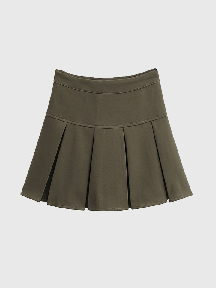 Casual High Waist Pleated Mini Skirt