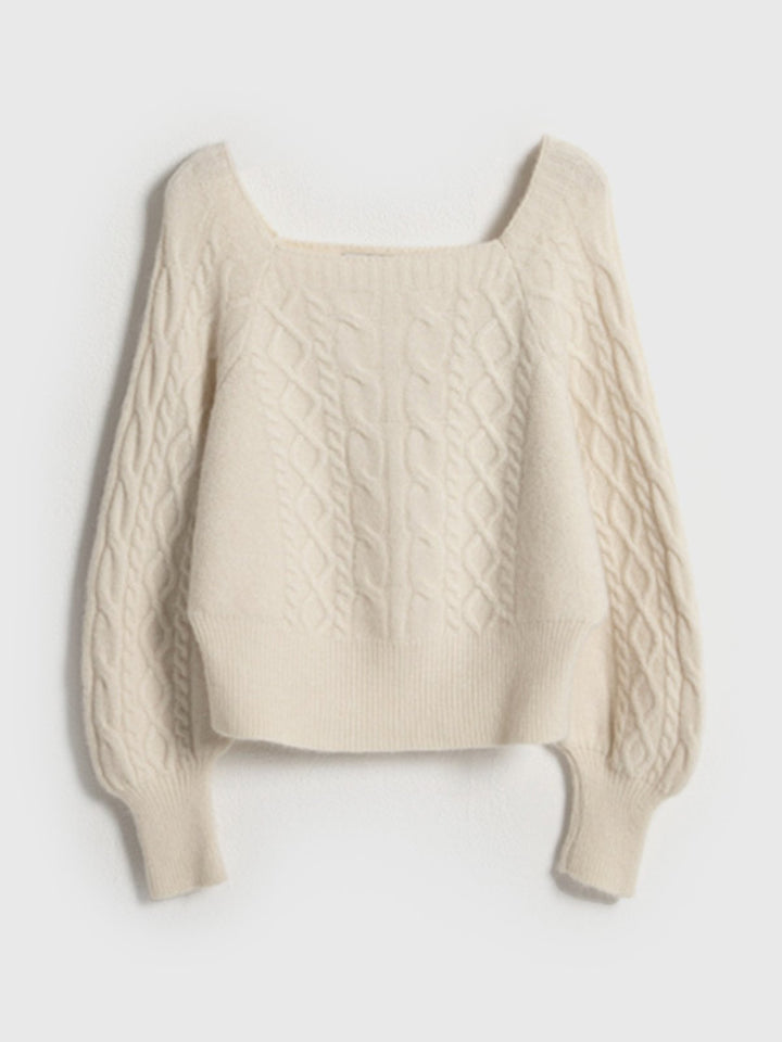 Square-Neck Twist Sweater