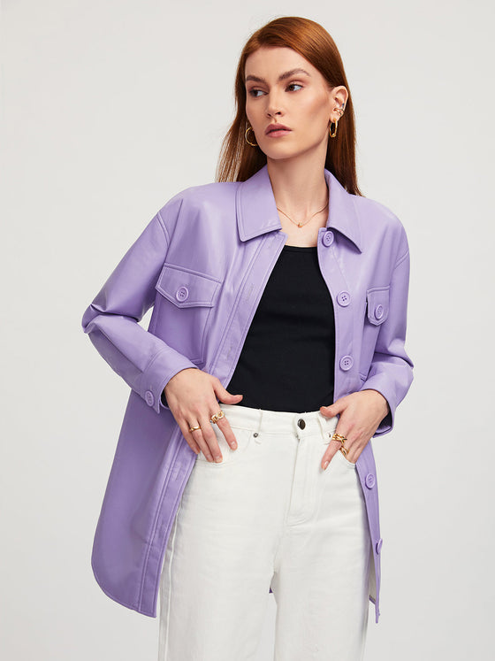 Vegan Leather Shacket - Ahaselected