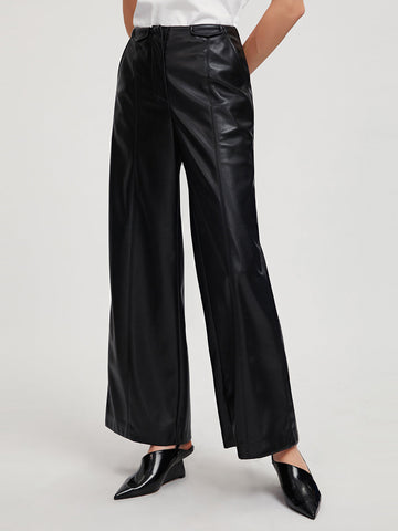 Vegan Leather Wide-leg Pants