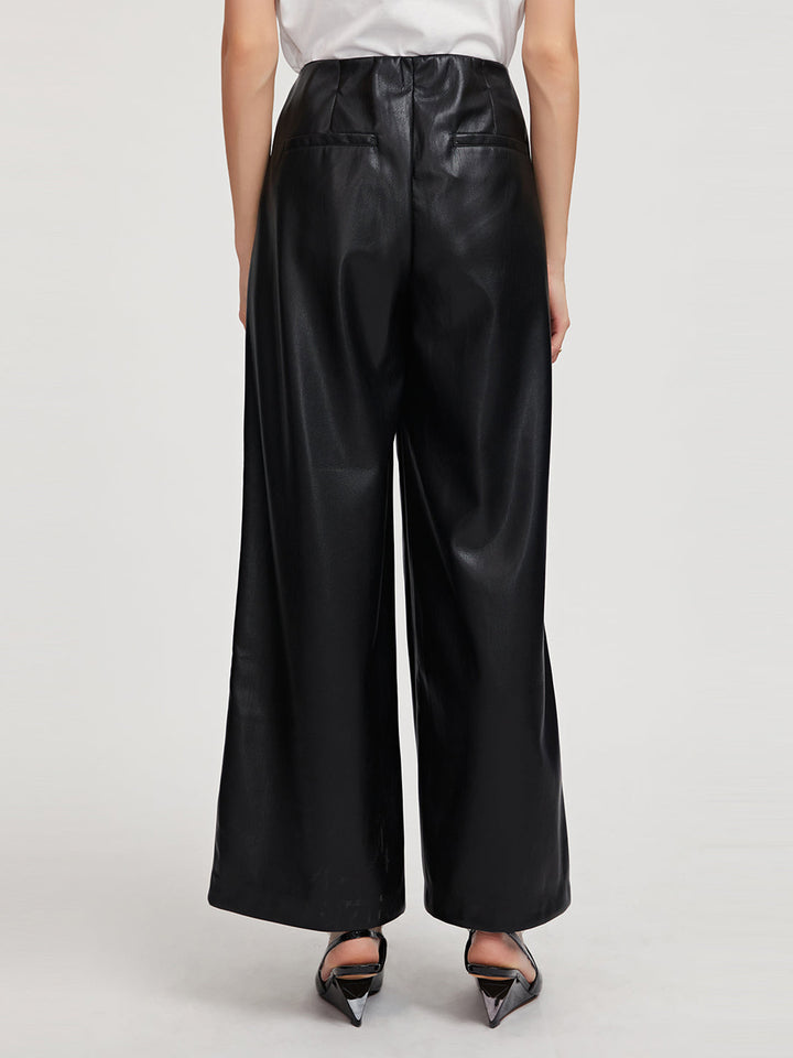 Vegan Leather Wide-leg Pants