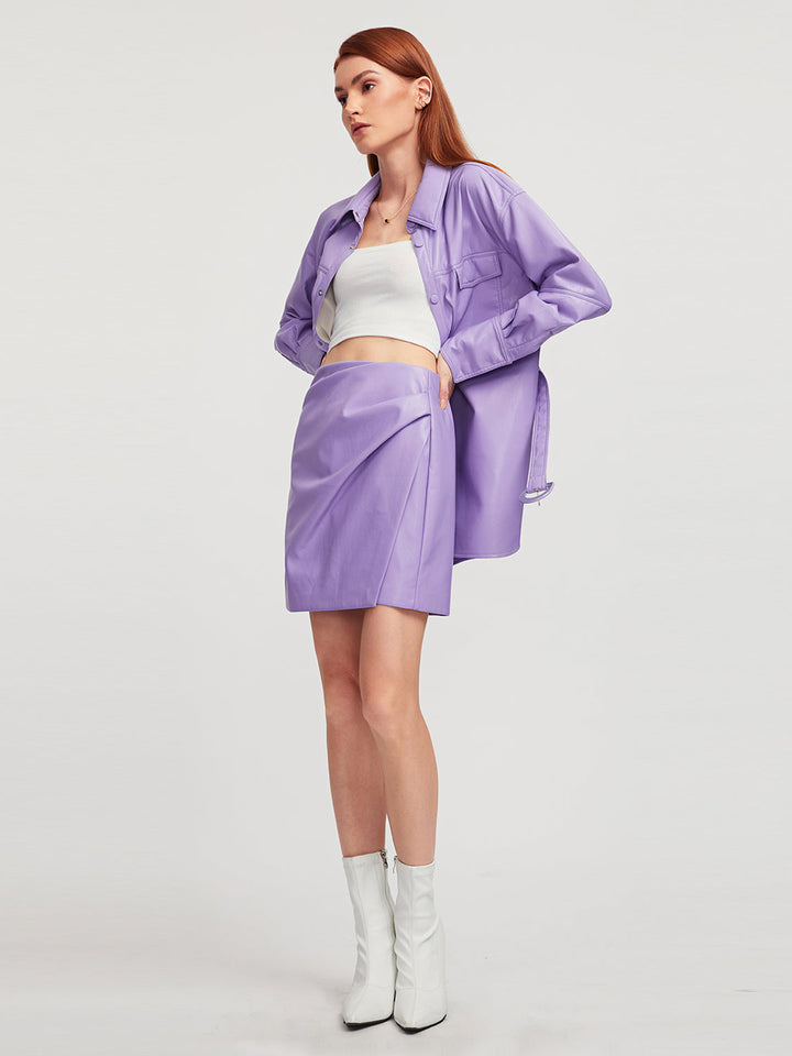 High-waisted Vegan Leather Mini Skirt
