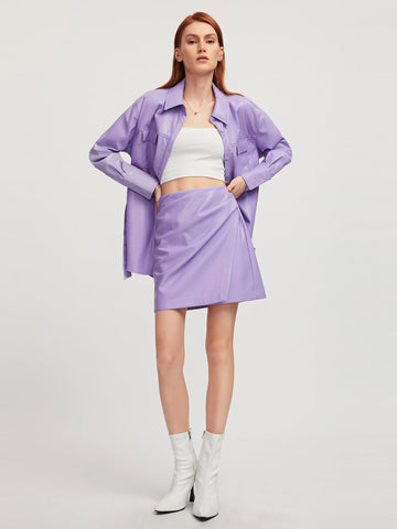 High-waisted Vegan Leather Mini Skirt